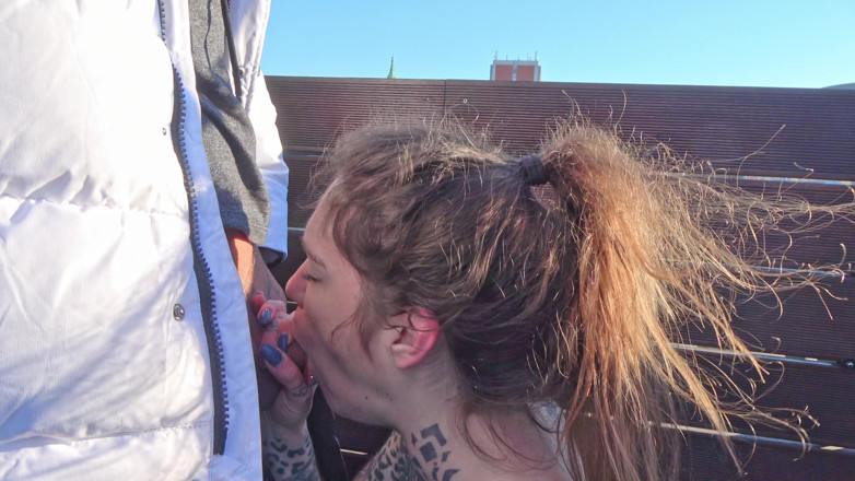 SnakeDave studio: Spontaneous Blowjob Over the Rooftops of Berlin