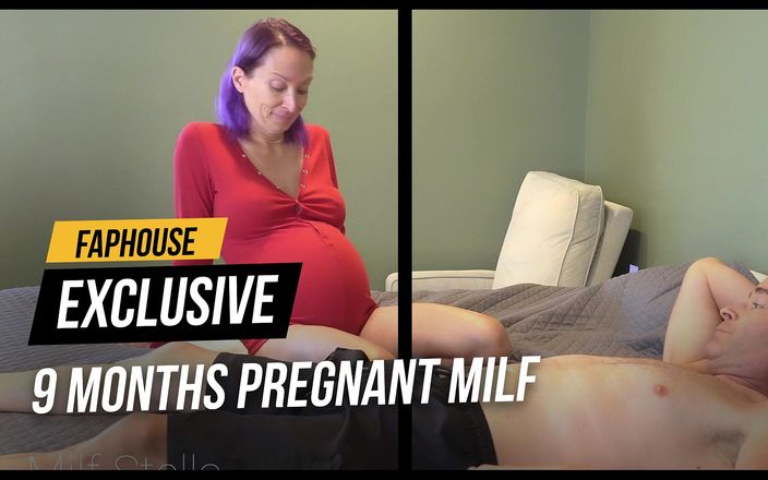 Sex with milf Stella: 9 Months pregnant milf cures headache with creampie in bodysuit