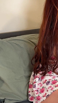 Amazingly Beautiful Hot Original Redhead Wife in Sexy Summer Dress and Lace Panties Gives an Incredibly Intense Handjob