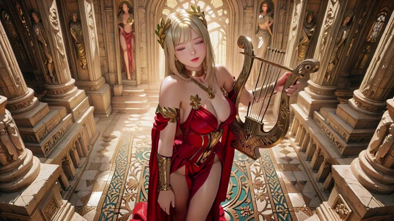 Seraphina Vale: Blonde Queen in Red! Sitting by the Fountain, Adjusting Her...