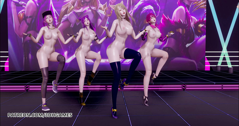 3D-Hentai Games: Girls Day - Coś nagi taniec Ahri, Akali, Evelynn, Kaisa 3D bez...