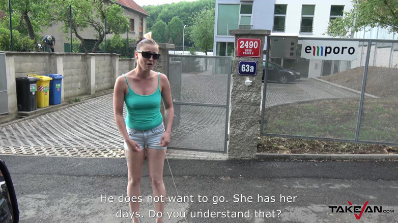 Take Van: Stupid babe gets drilled hard and eats some jizz