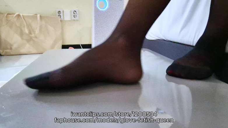 Glove Mistress: POV Stocking Foot Cock Teasing CBT Close up View