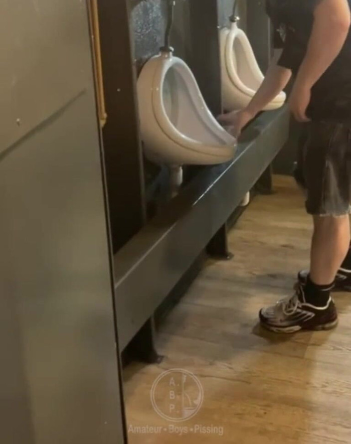 AmateurBoysPissing: Amateur Guy Caught in Public Urinal (he Can't Pee so He...