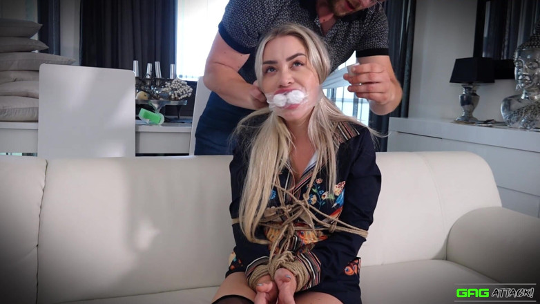 Gag Attack: Aubrey - heavily tied and multiple gags