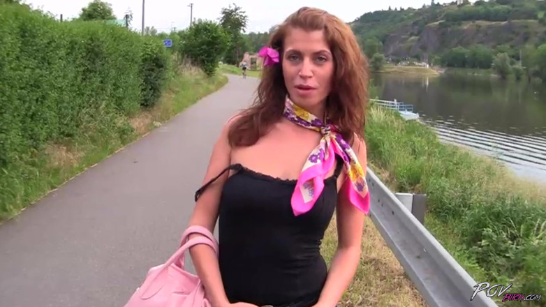 Czech Pornzone: Ginger babe next door blowing a cock during trip