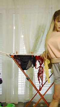 Tranny Gives Jerk off Instructions While Doing the Laundry! if You're a Good Boy, Shell Show You Her Hot Lingerie!