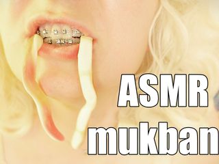 Arya Grander: Braces fetish ASMR video with great sounding of chewing