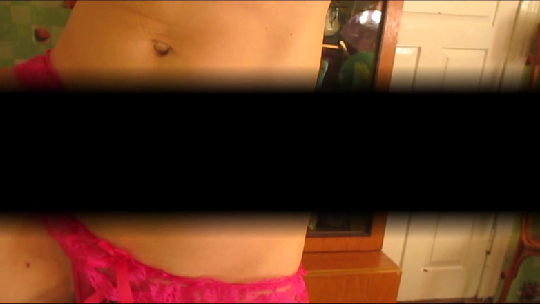 Sweet beauty: Pretty woman in sexy panties shows saggy breasts, sticks a...