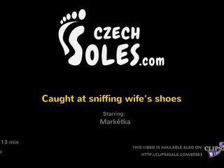 Czech Soles - foot fetish content: Caught at sniffing wife&#039;s shoes