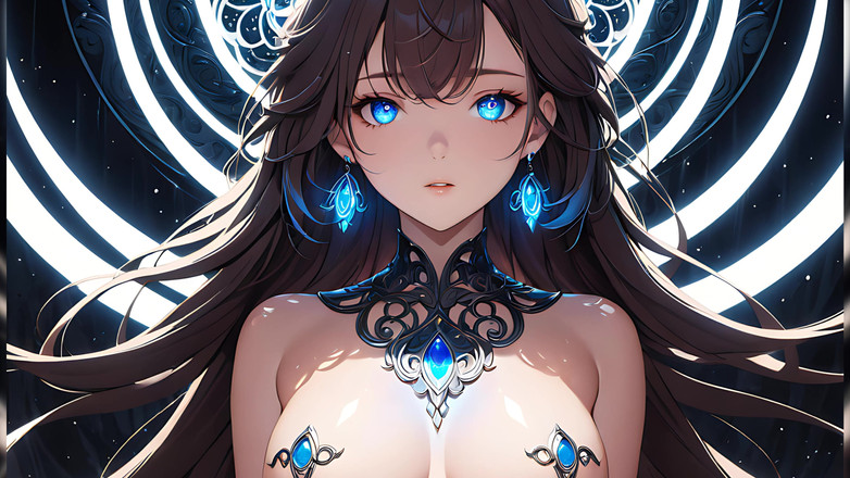 LustRender: Soft Starlight a Beautiful Young Woman with Glowing Eyes in...