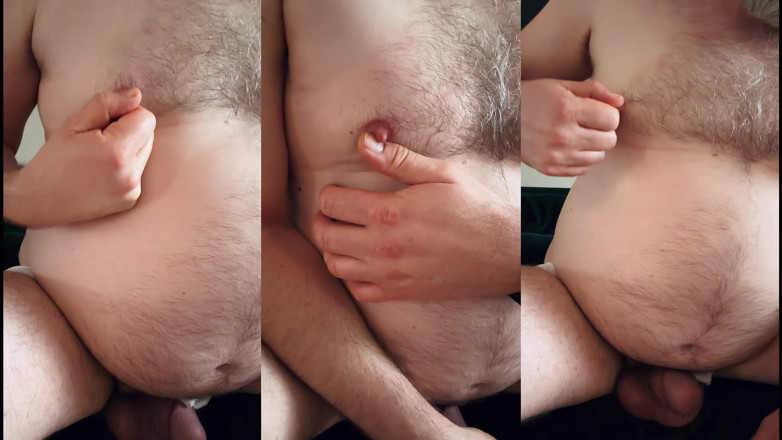 Beardedcummer: Playing Hard with My Hairy Nipples and Showing off Fat...