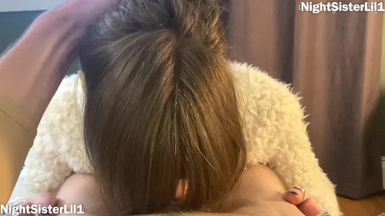 NightSisterLil1: Snygg transflicka vackra ögon sensuell BJ sperma i munnen