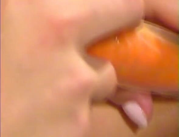 Hard Lesbians: Blonde lez girl loves playing with food