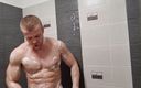 Martin Hard: Muscular guy with big dick showering, jerking off and eating...