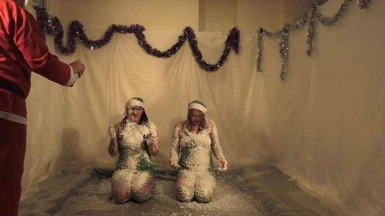 Gunked up girls: Christmas elves Lola and Jodie snow