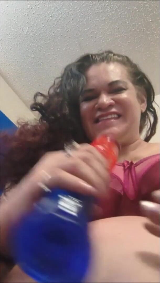 Haydee Rodriguez: Huge Red White and Blue Dildo
