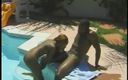 First Black Sexperience: Ebony slut gets a wicked backshot at the pool