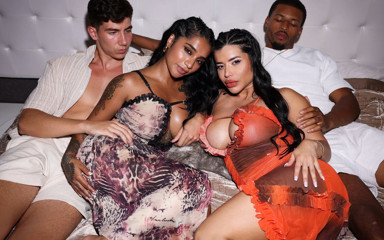 Yasmina and Brady: Busty Latina and Indian Swap Husbands and Make a Foursome-...