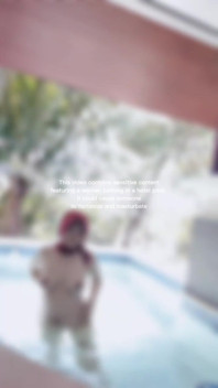 Woman Hijab Bathing Naked in an Open-air Hotel Pool