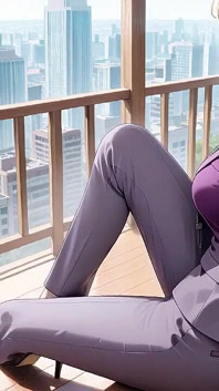 Blonde Boss in Purple Suit! Office Train Private Moments. She's Multitasking with Files While Secretly Adjusting Her Skirt...