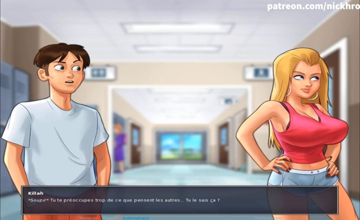 Cartoon Universal: Summertime saga part 167 - cuddle with stranger blonde in locker ( French...