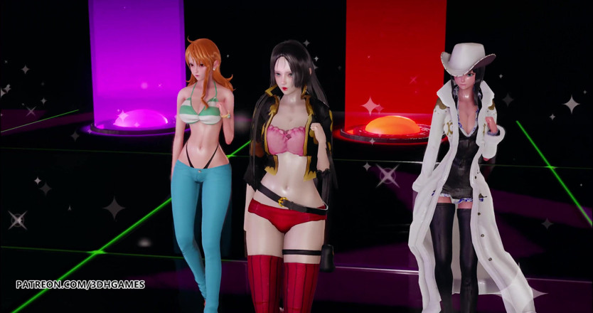 3D-Hentai Games: Dia das mulheres - Striptease de expectativa Boa Hancock, Nami, Nico...