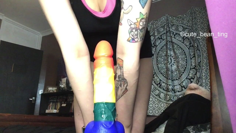 Alice Bean: Bean Rides Rainbow Dildo