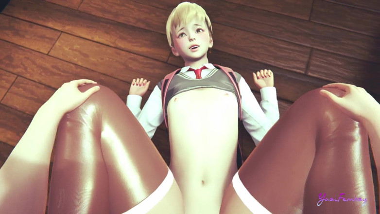 Yaoitube: Yaoi Femboy - gatito en primer plano y hijastro mamada y...