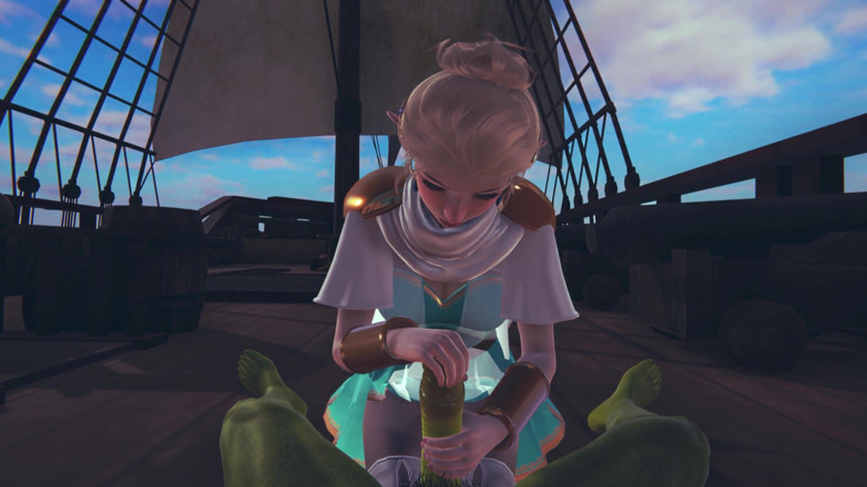 Waifu club 3D: Cute elf jerking off orc cock pov