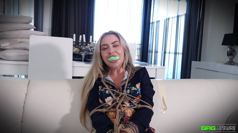 Gag Attack: Aubrey - heavily tied and multiple gags