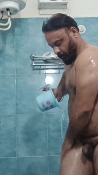 Indian Nude Daddy Enjoying a Hot Shower and Showing off His Wet Body