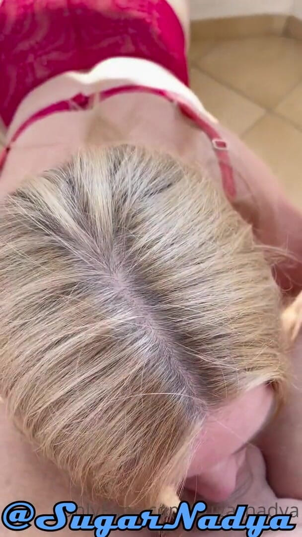 SugarNadya: Sexy blonde milf sucked a fat cock before going to...