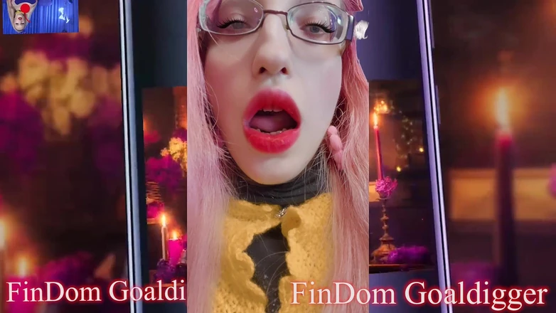 FinDom Goaldigger: Jerking off goof transformation for big red lips