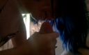 Luckys Charms Playhouse: Hot blue haired babe enjoying boyfriends cum (slow-motion video)