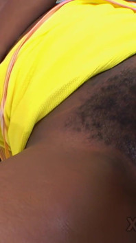 19 Yr Old First Timer Fucks Herself W a Dildo in Hairy Black Pussy Video