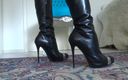 Lady Victoria Valente: Black designer stiletto high heel boots