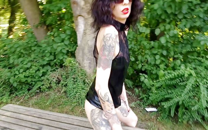 Lucy Ravenblood: Skinny slut bottle fucking and fisting in a park