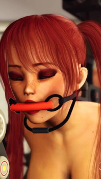 공상 과학 BDSM! 커프스를 입은 빨간 머리의 핫한 개그걸