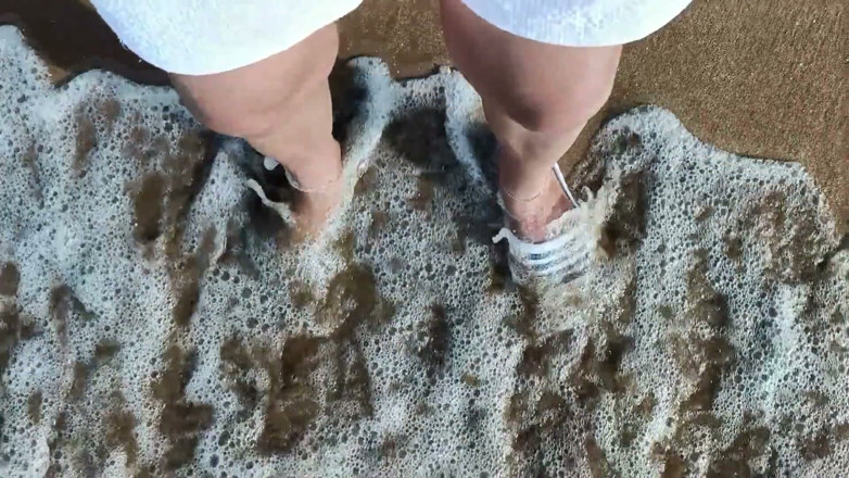 Idmir Sugary: Feet and the Sea Extra Slowmotion - One Foot Barefoot and...
