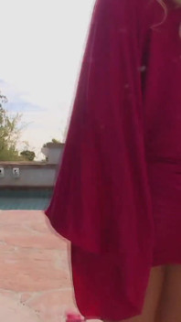 Amazing blonde MILF banging near swimming pool