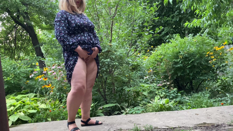 OurFetishLife: Stepmom MILF helps her stepson pee outside and pee standing...