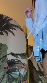 Super Hot Petite Asian Girl Takes Her See Through Panties in the Bathroom to Flash Pussy and Her Big Ass