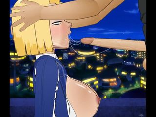 Hentai produce: Android 18 Feeds on a Big Cock with Her Throat - Sdt