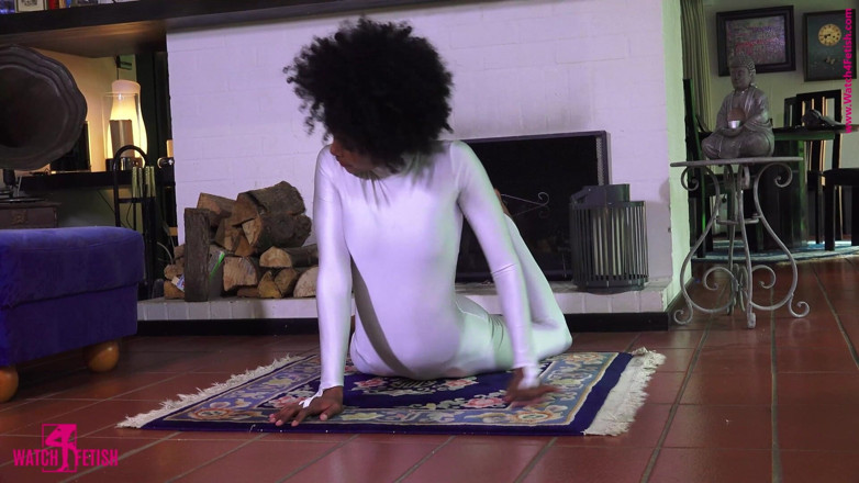 Gymnastic: Acrobatics in a White Zentai Catsuit