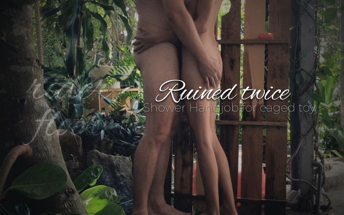 Riders on the Floor: Ruined Twice Shower Handjob for Caged Toy