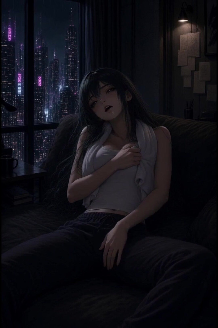 Wertstofsamler: Anime Green-haired Cyberpunk Rain Window Fuck