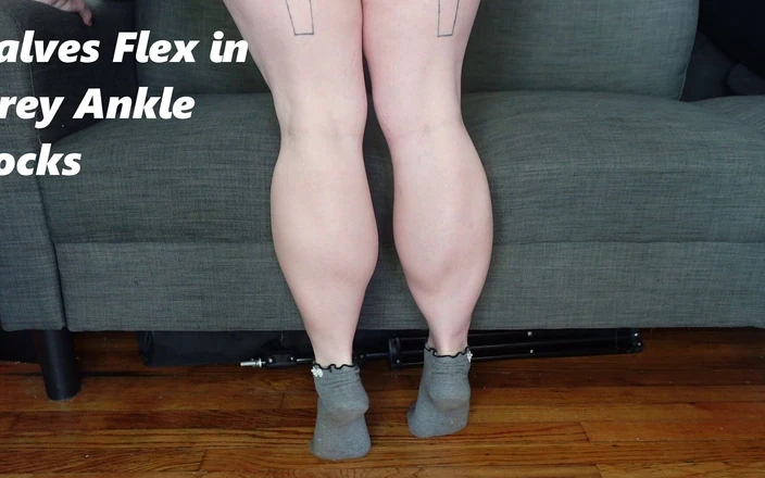 Deanna deadly: Calves Flex in Grey Ankle Socks with Curly Hem Edge