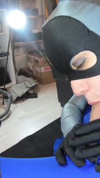 Katy with zentai catwoman Make blowjob encasement Nylon