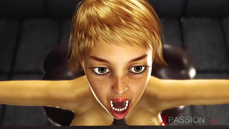 3dxpassion: Cuffed sexy blonde with many boobs gets fucked rough by...